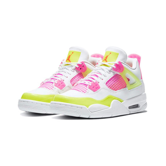 Air Jordan 4 Retro White Lemon Pink GS Sneakers - Cushioned Stride
