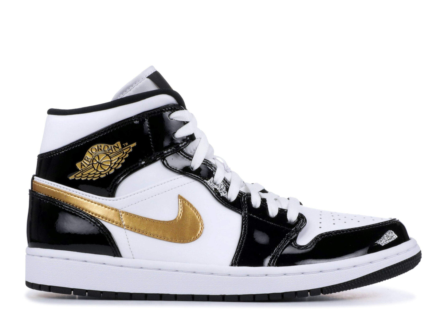 Air Jordan 1 Mid Patent ¡®Black Gold¡¯ Unfading Sneaker Sneakers - Cushioned ...