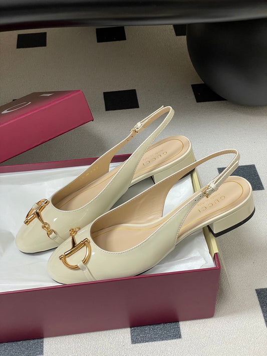 GG 26ss Big D Half HorseBit Mary Jane White Patent Leather 593505