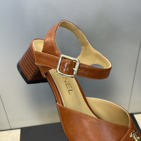 CC 26 Heeled Sandal 45mm Brown Beige Sheepskin 607474