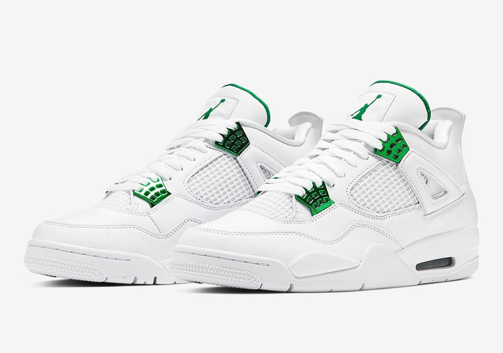 Air Jordan 4 Retro Metallic Green Sneakers - Cushioned Stride