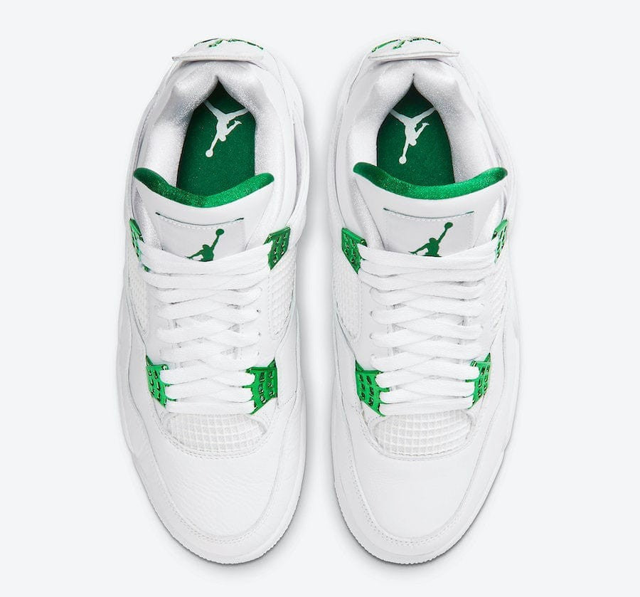 Air Jordan 4 Retro Metallic Green Sneakers - Cushioned Stride