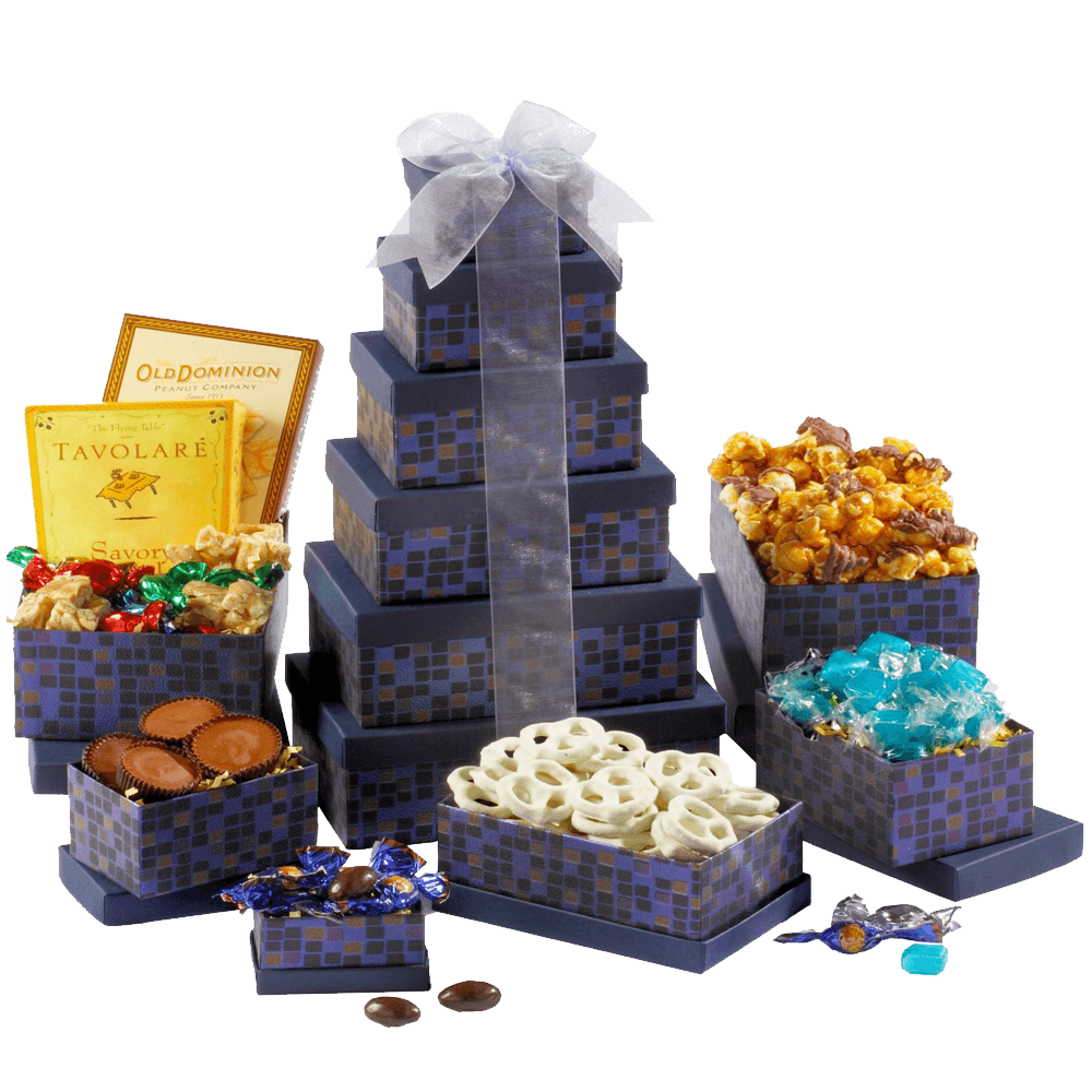 Broadway Basketeers Souring Saphire Sympathy Gift Tower