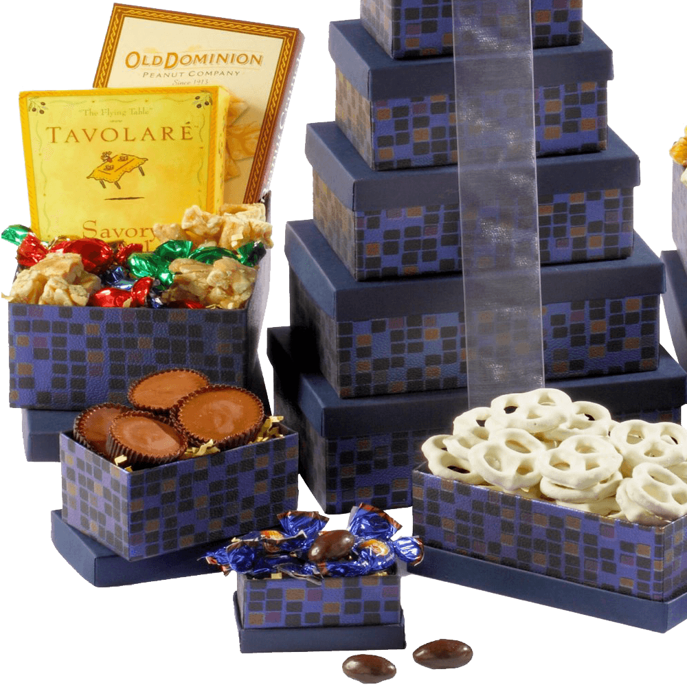 Broadway Basketeers Souring Saphire Sympathy Gift Tower