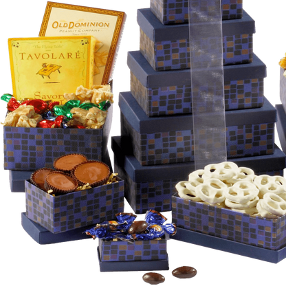 Broadway Basketeers Souring Saphire Sympathy Gift Tower