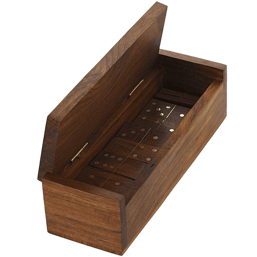 Handmade Wooden Domino Game with Nautical Storage Box - Complete Game Set