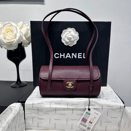 Chanel 2026 Bowling Ball Cylinder Bag Caviar Leather