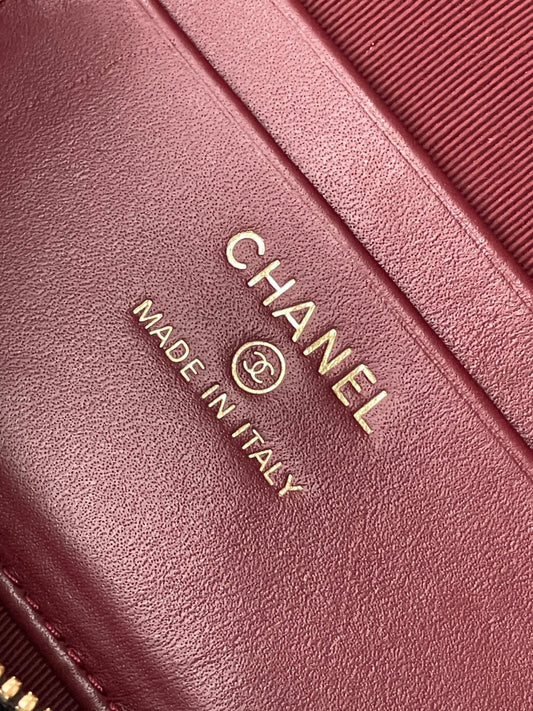 Chanel 2026 V-Shaped Quilted Chain Bag 19.5cm Black Caviar Leather
