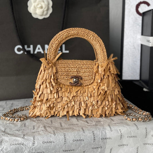 Chanel 2026 Bag 19cm Light Brown Raffia 140935