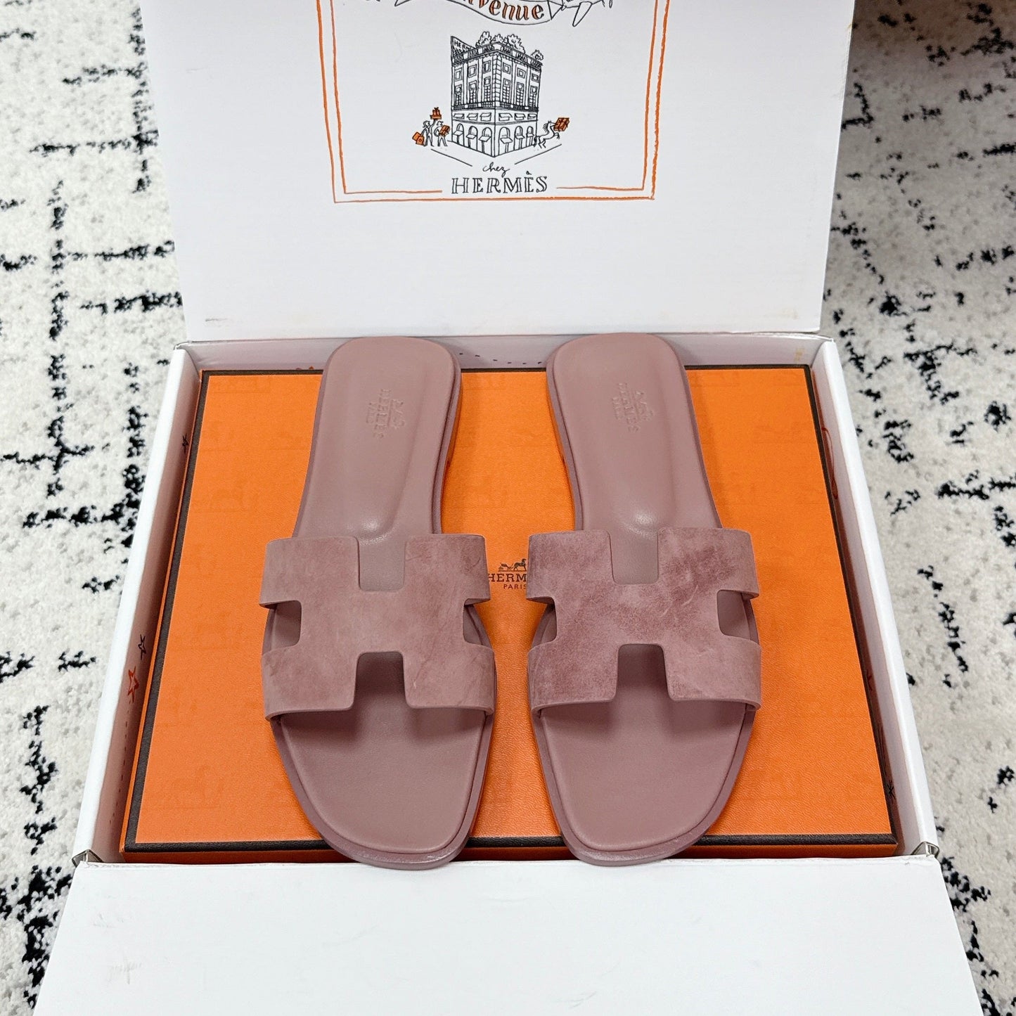 HM 26ss Oran Sandals Dusty Rose Suede 617186