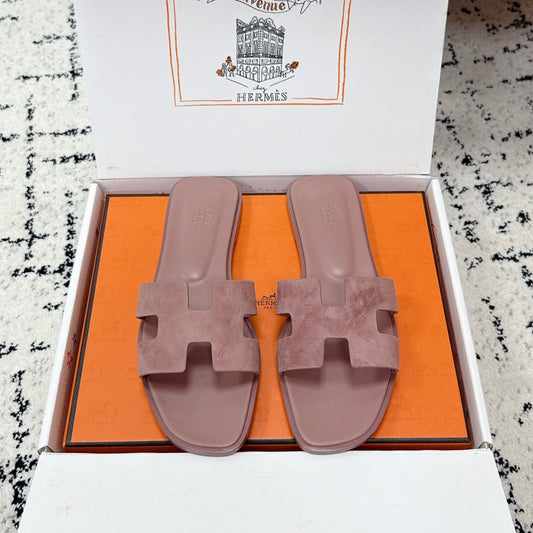 HM 26ss Oran Sandals Dusty Rose Suede 617186
