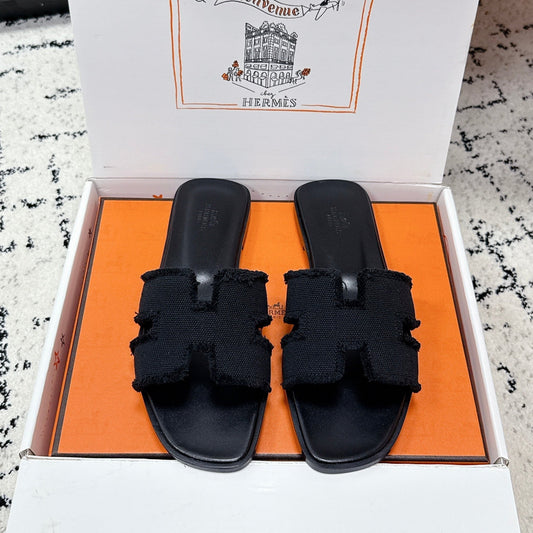 HM 26ss Oran Sandals Black Denim Cowhide 617212