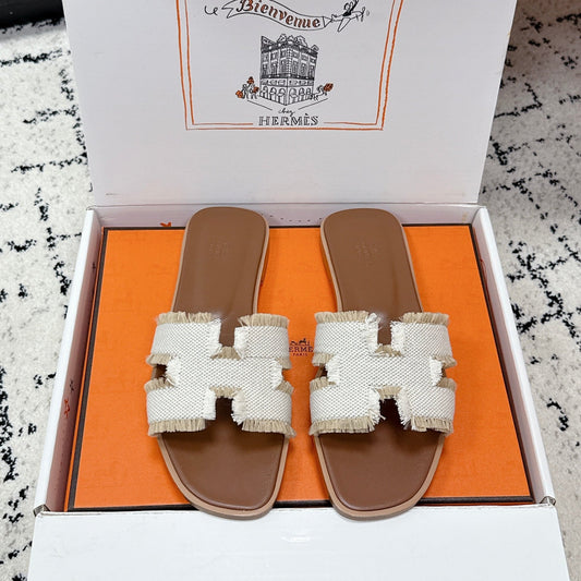 HM 26ss Oran Sandals Canvas Cowhide