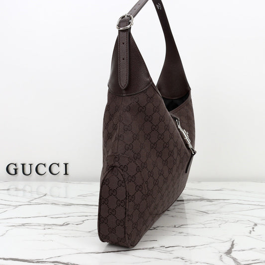 Gucci 2026 Jackie 1961 40cm Dark Brown Canvas Leather