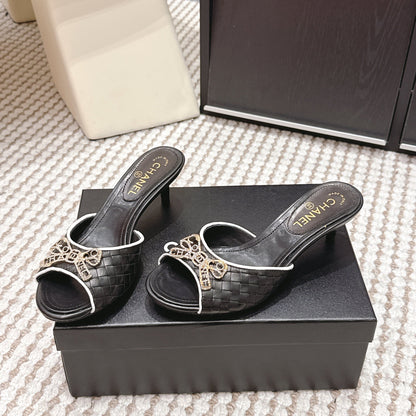 CC 26s Stiletto Sandals 55 Black Leather 652571