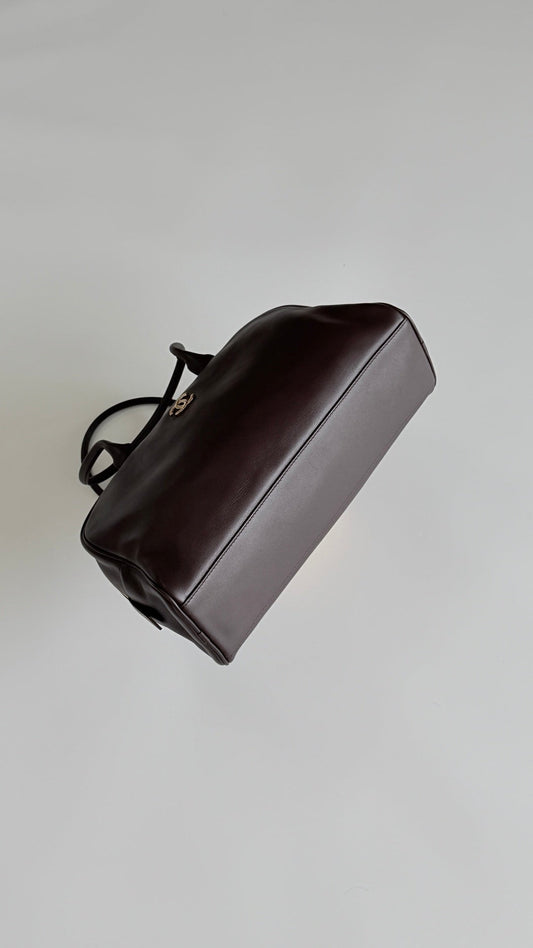 Chanel 2026 Large Bowling Bag 35.5cm Brown Calfskin