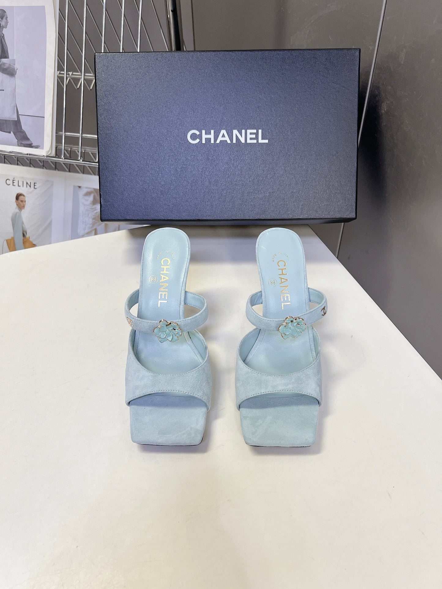 Chanel 2026 Mule 70mm Embossing And Suede Calfskin 895349
