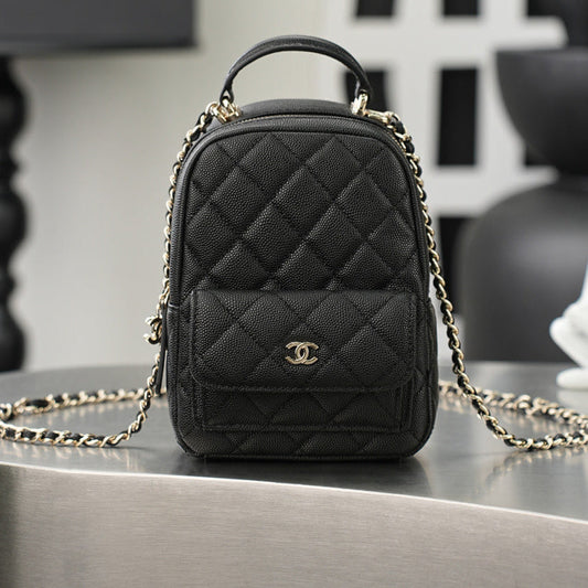 Chanel 2026 Mini Backpack 18cm Black And White leather