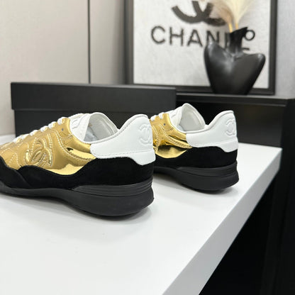 CC 26s Casual Sneakers Black Gold Suede Cowhide 626456
