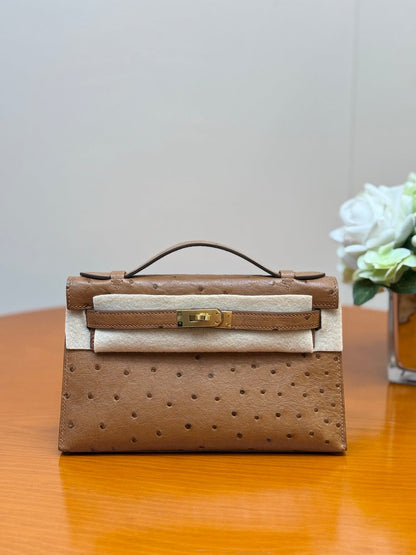 Hermes 2026 Mini Kelly Bag 22cm Ostrich Leather 284424