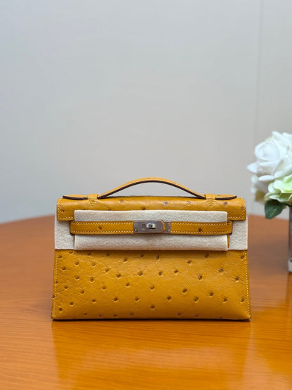 Hermes 2026 Mini Kelly Bag 22cm Ostrich Leather 284424