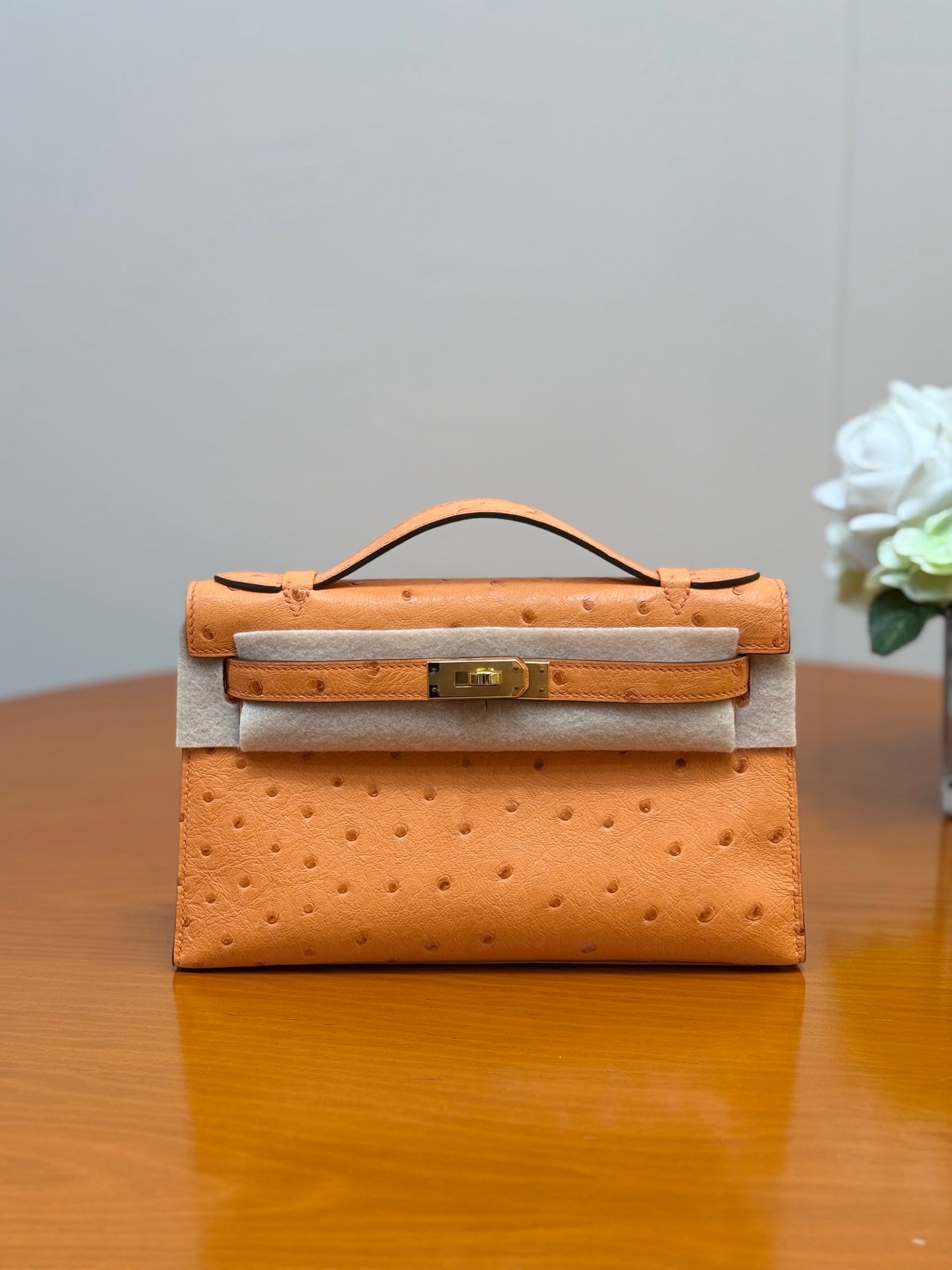 Hermes 2026 Mini Kelly Bag 22cm Ostrich Leather 284424