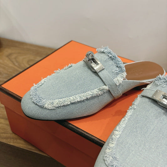 HM 26ss Mule Light Blue Denim Leather 638474