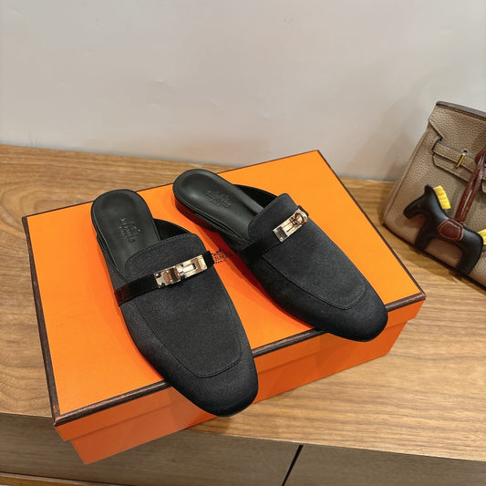 HM 26ss Mule Black Smooth Calfskin Leather 638476