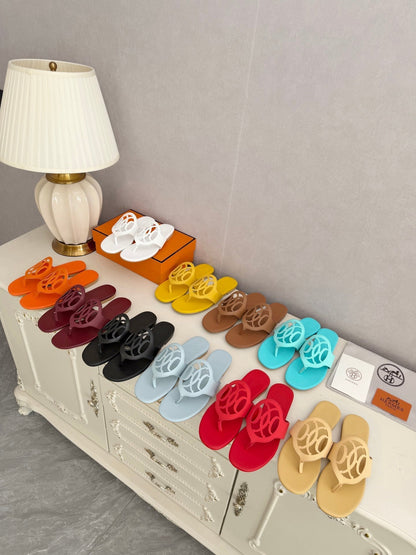 HM 26ss Pig-Nose Slipper Orange Leather 605908