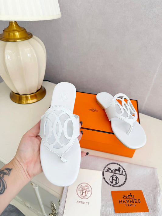HM 26ss Pig-Nose Slipper White Leather 605912