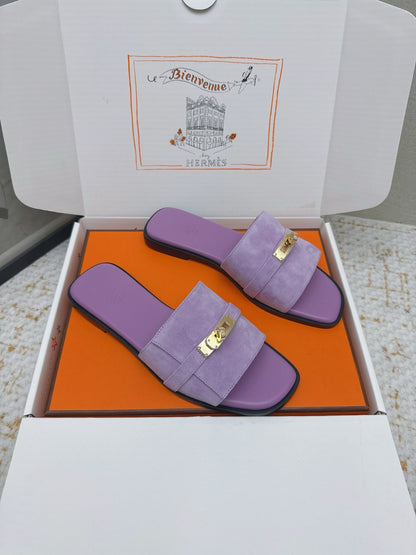 HM 26ss Oasis Sandals Purple Suede Cowhide 625147