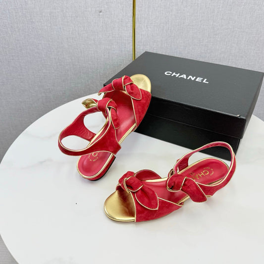 Chanel 2026 Slingback Sandals Bow Suede 801642