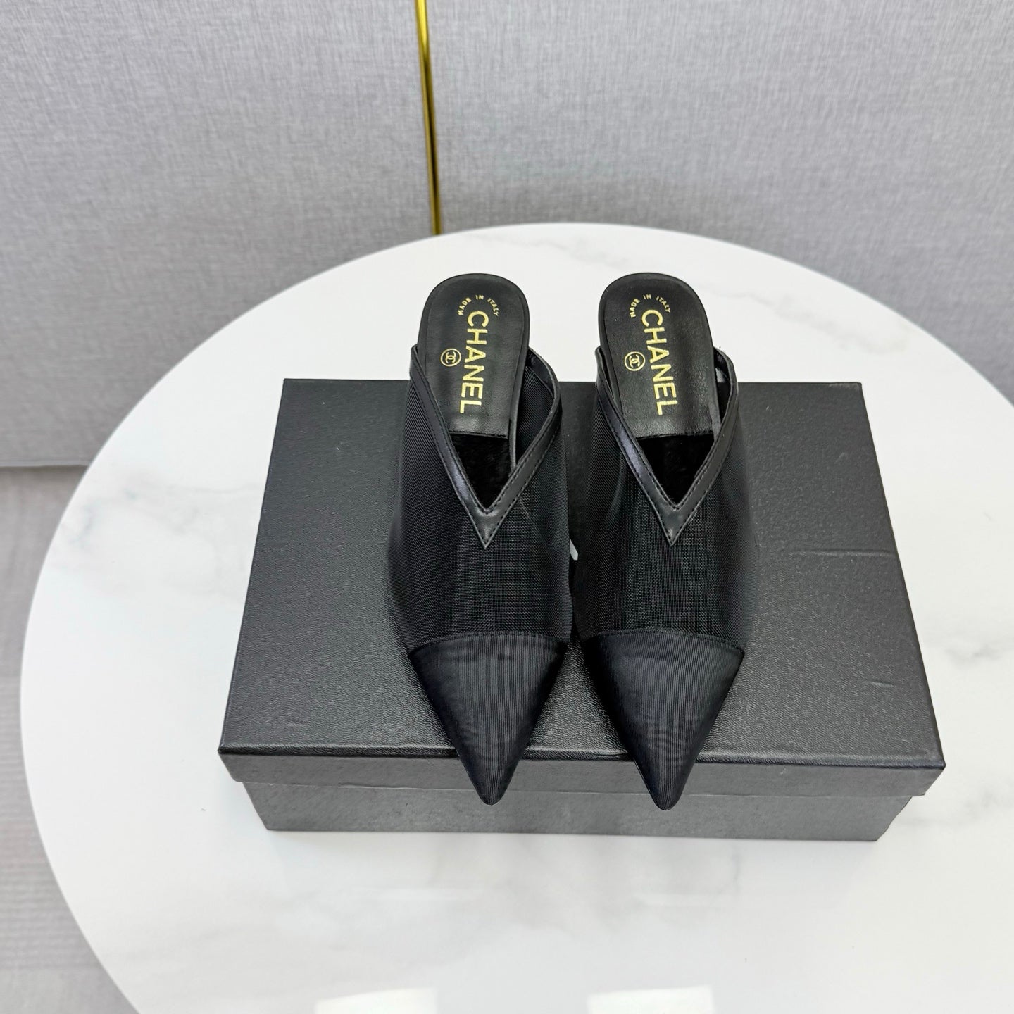 Chanel 2026 Mesh Mule Fabric Sheepskin 904436