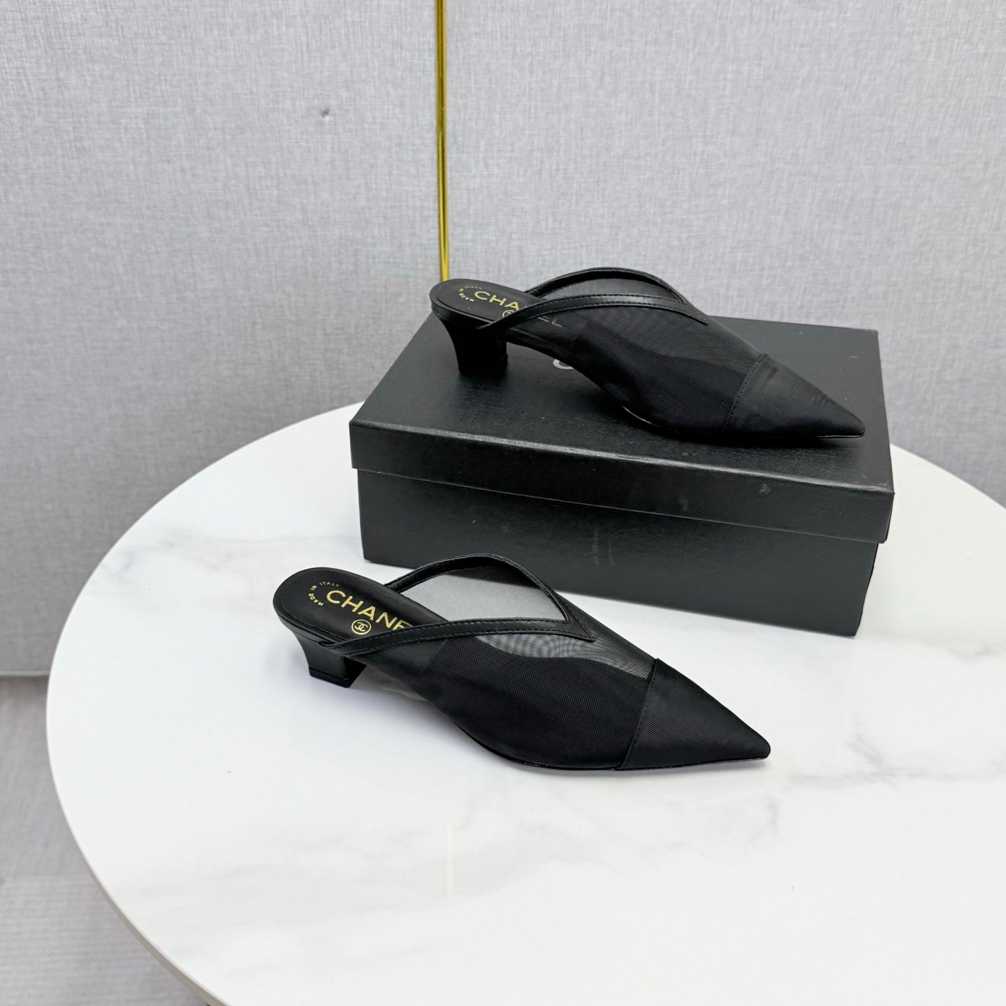 Chanel 2026 Mesh Mule Fabric Sheepskin 904436