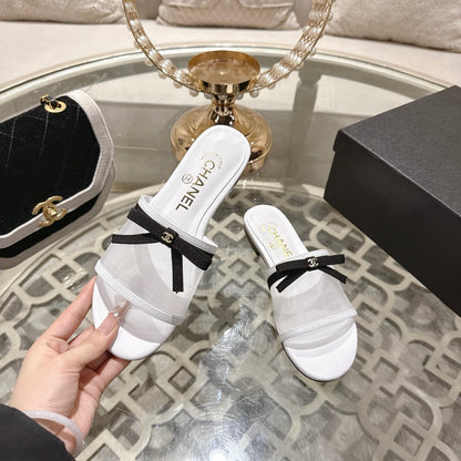 CC 26s Chunky Heel Sandals White Mesh Sheepskin 627066