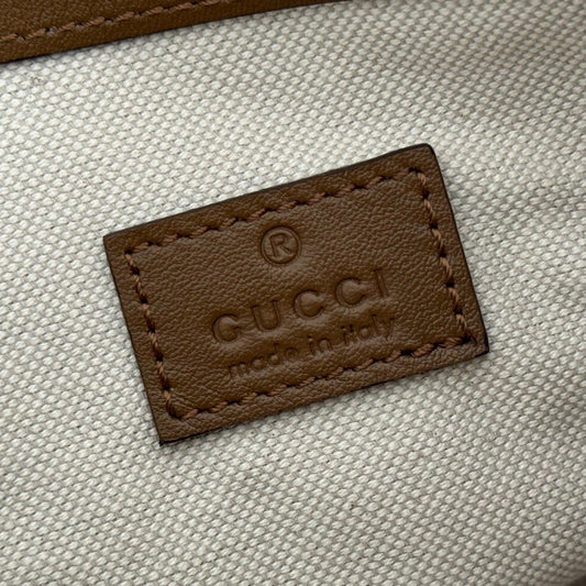 Gucci 2026 B Shoulder Bag 25cm Brown Gold Suede Leather