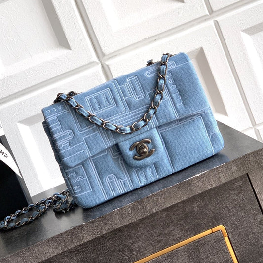 Chanel 2026 Flap Bag 20cm and 25cm Blue Denim Leather
