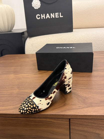 Chanel 2026 Pump Black White Brown Horsehair Calfskin 686502