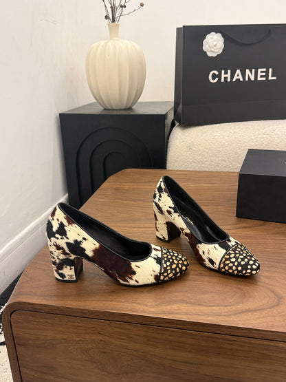 Chanel 2026 Pump Black White Brown Horsehair Calfskin 686502