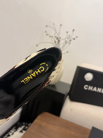 Chanel 2026 Pump Black White Brown Horsehair Calfskin 686502