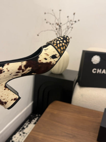 Chanel 2026 Pump Black White Brown Horsehair Calfskin 686502