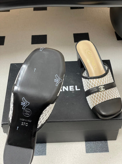 CC 26s High-Heeled Mules 65 Black Cowhide 649464