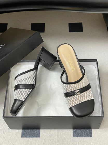 CC 26s High-Heeled Mules 65 Black Cowhide 649464