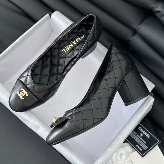 Chanel High Heel Pump 70mm Black Quilted Leather 825283