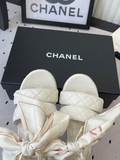 CC 26s Platform Sandals 75 White Sheepskin 650085