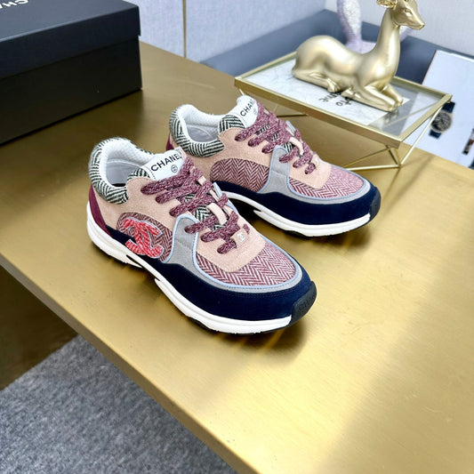 CC 2026 Casual Sneakers Navy Blue Red Suede Canvas 668051
