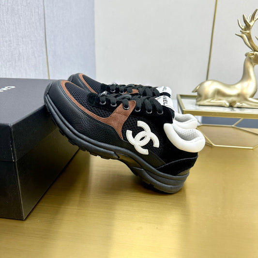 CC 2026 Casual Sneakers Black Brown Suede Cowhide 668066