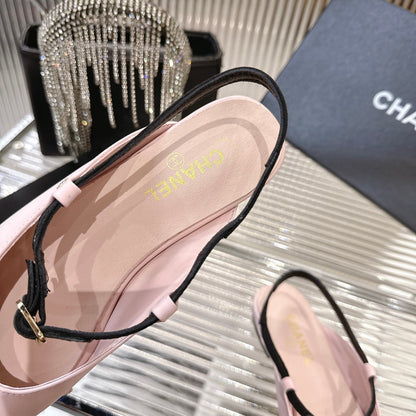 CC 2026 Retro Sandals Light Pink Black Sheepskin 668078