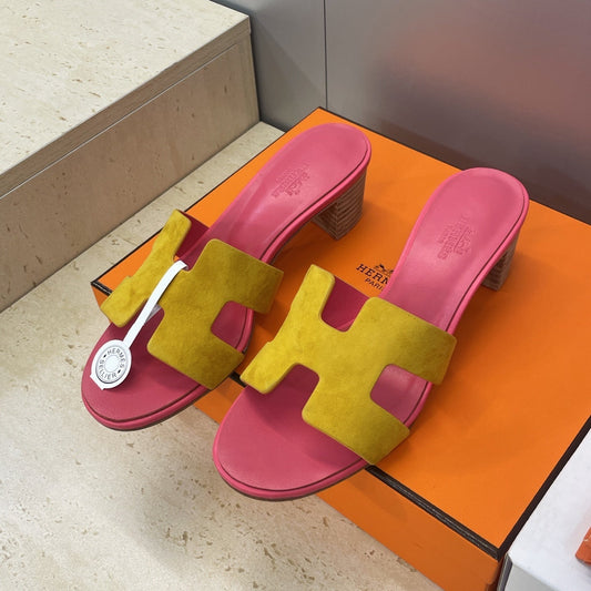 HM 26ss  Oran Sandals 45 Pink Yellow Suede Cowhide 607218