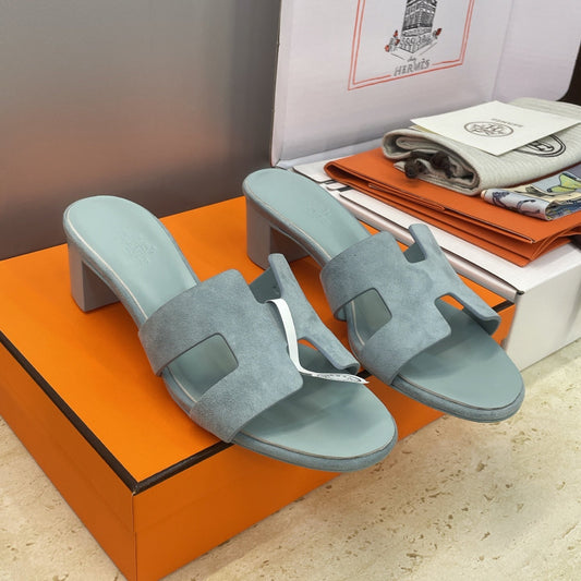 HM 26ss  Oran Sandals 45 Muted Teal Suede Cowhide 607219